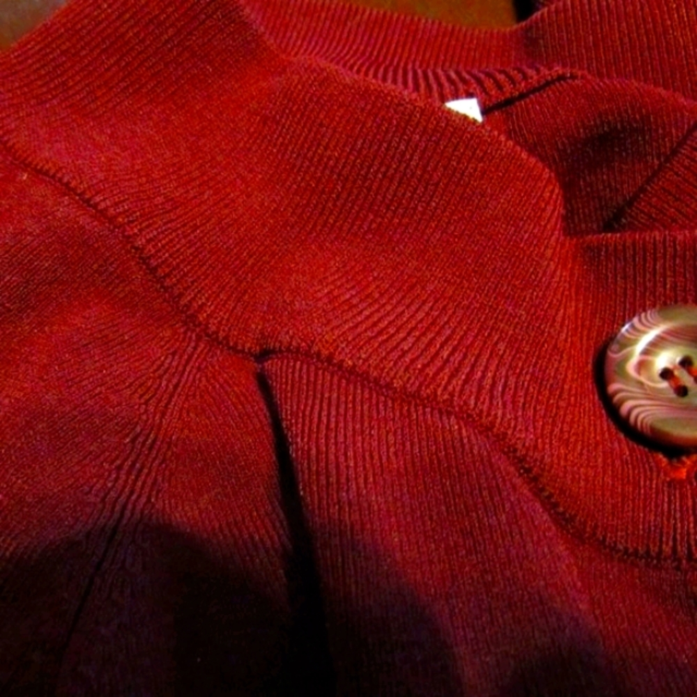 🌹 Lovely Deep Rich Bordeaux Burgundy Cropped One Button Cardigan - S - Picture 14 of 16